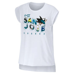 San Jose Sharks WEAR by Erin Andrews Women's Greetings From Muscle T-Shirt White