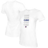 Chicago Cubs Tiny Turnip Women's Stacked T-Shirt - White