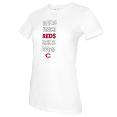 Cincinnati Reds Tiny Turnip Women's Stacked T-Shirt - White