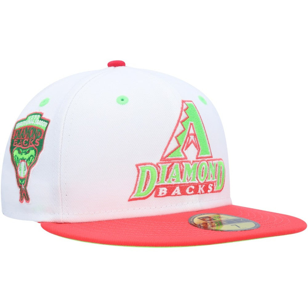 Arizona Diamondbacks 1998 Inaugural Season Strawberry Lolli 59FIFTY Fitted Hat - White/Coral | New Era