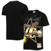 Philadelphia 76ers Big & Tall Hardwood Classics Big Face 4.0 T-Shirt - Black | Mitchell & Ness on sale