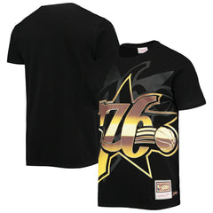 Philadelphia 76ers Big & Tall Hardwood Classics Big Face 4.0 T-Shirt - Black | Mitchell & Ness on sale