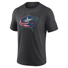 Columbus Blue Jackets Wraparound Tri-Blend T-Shirt Charcoal