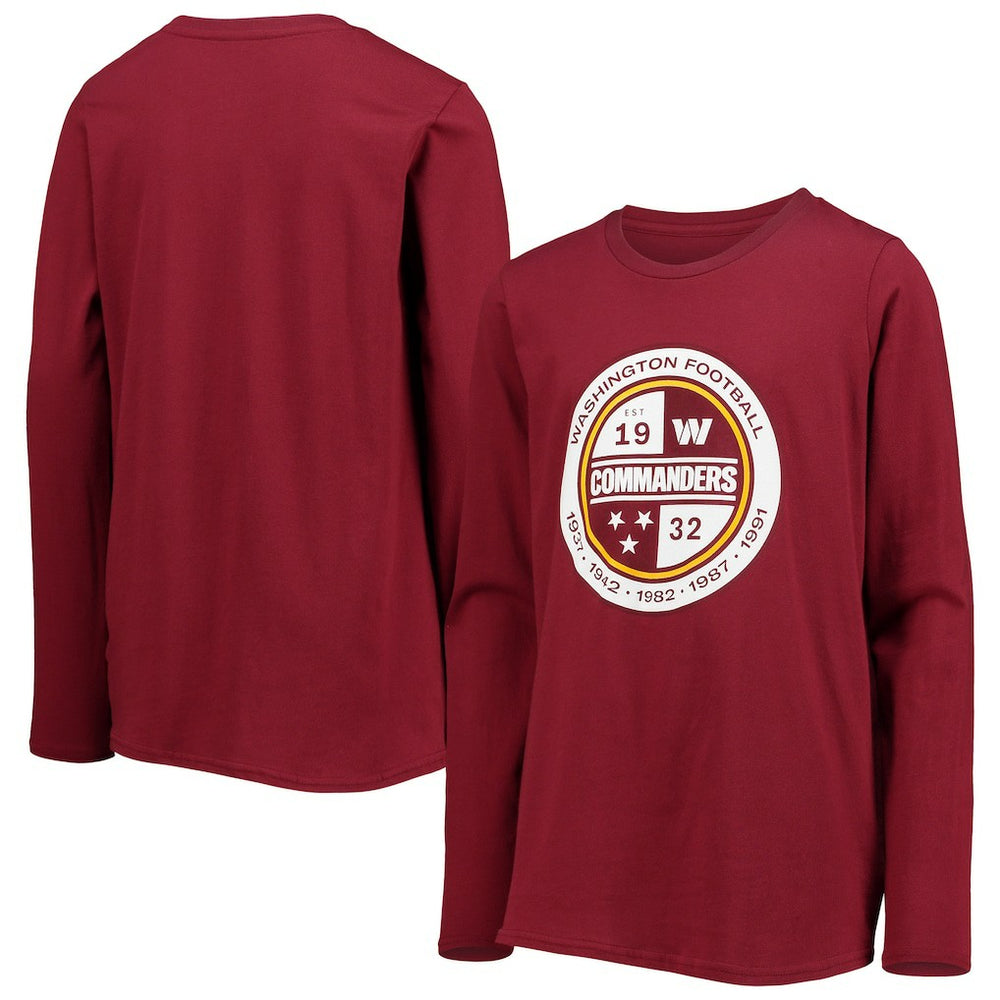 Washington Commanders Youth Secondary Logo Long Sleeve T-Shirt - Burgundy cheap