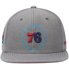 Philadelphia 76ers Hardwood Classics 60th Anniversary Carbon Cabernet Fitted Hat - Charcoal | Mitchell & Ness on sale