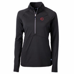 Cincinnati Reds Cutter & Buck Women's Adapt Eco Knit Stretch Half-Zip Pullover Top - Black