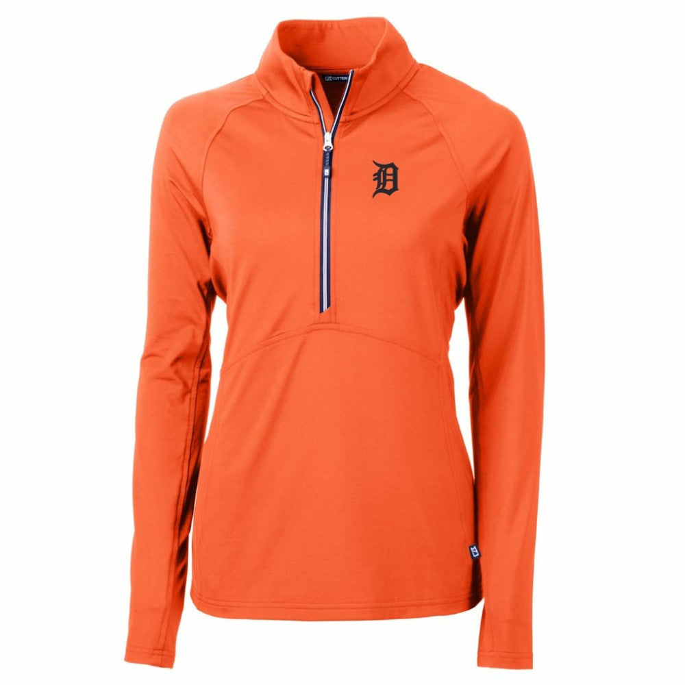 Detroit Tigers Cutter & Buck Women's Adapt Eco Knit Stretch Half-Zip Pullover Top - Orange