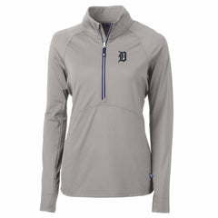 Detroit Tigers Cutter & Buck Women's Adapt Eco Knit Stretch Half-Zip Pullover Top - Gray