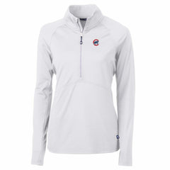 Chicago Cubs Cutter & Buck Women's Adapt Eco Knit Stretch Half-Zip Pullover Top - White