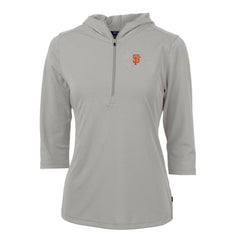 San Francisco Giants Cutter & Buck Women's Virtue Eco Pique 3/4 Sleeve Half-Zip Pullover Hoodie - Gray