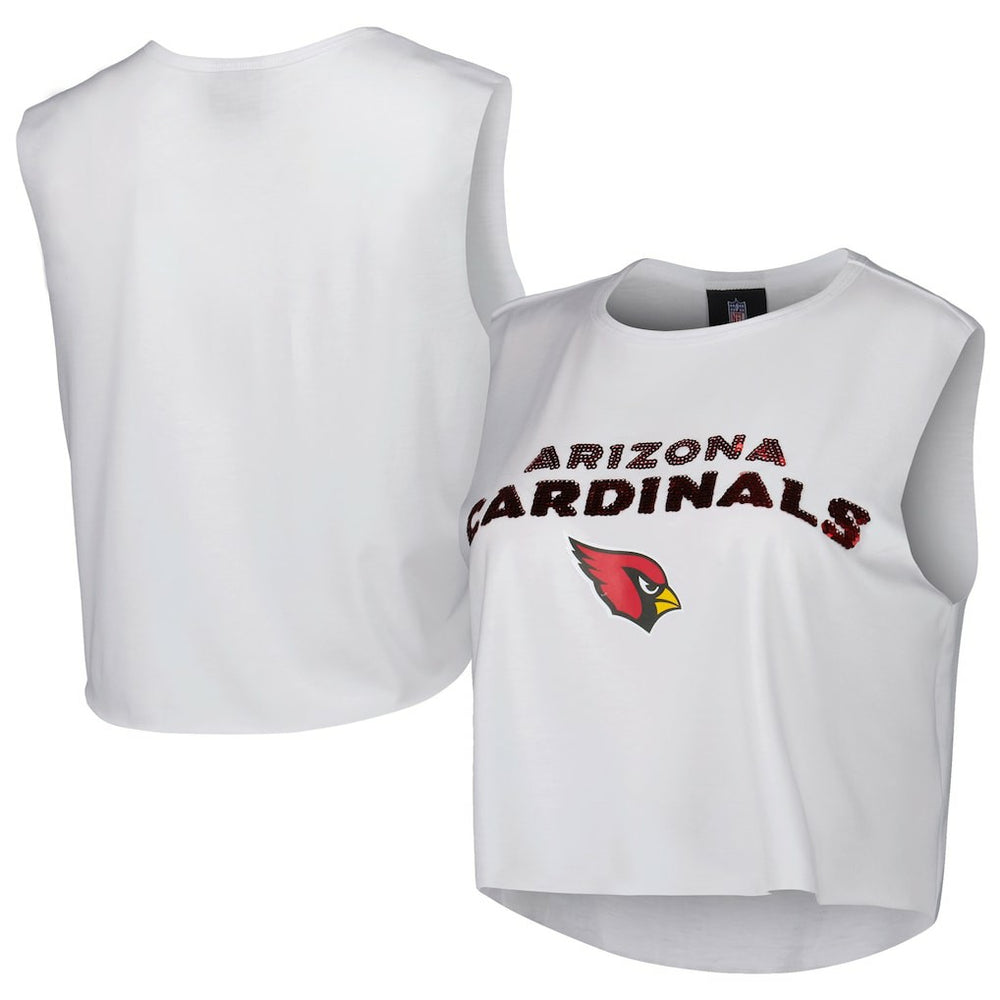 Arizona Cardinals Cuce Women's Sequin Cropped Tank Top - White on sale