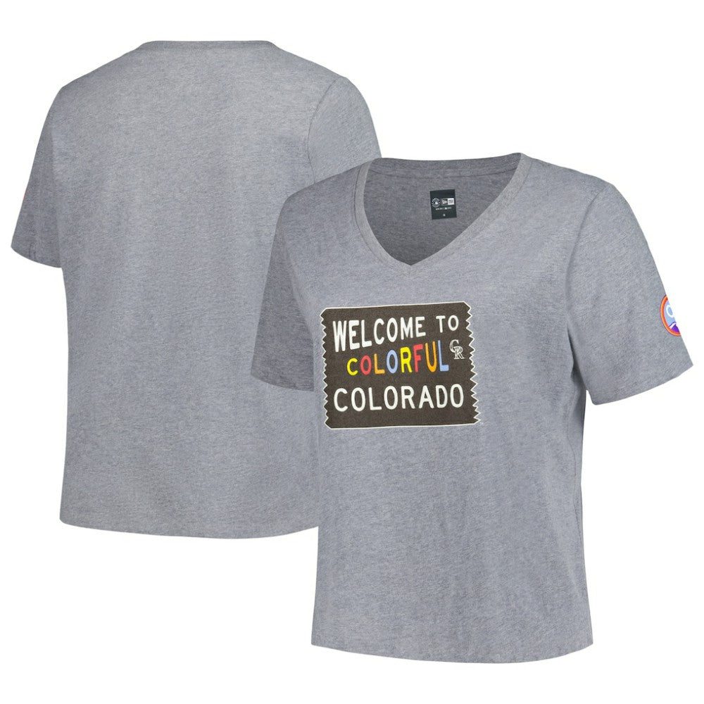 Colorado Rockies Women's City Connect Plus Size V-Neck T-Shirt - Gray | New Era