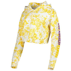 Los Angeles Lakers Lusso Women's Maia Tri-Blend Cropped Quarter-Zip Top - Gold/White on sale