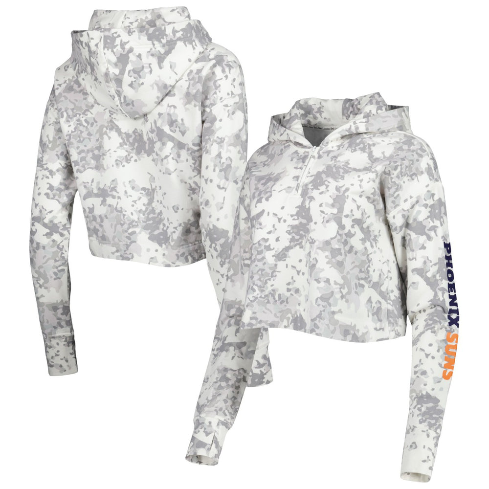 Phoenix Suns Lusso Women's Maia Tri-Blend Cropped Quarter-Zip Top - Gray/White cheap