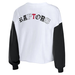 Toronto Raptors WEAR by Erin Andrews Women's Mixed Letter Cropped Pullover Sweatshirt - Heather Red shop