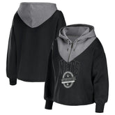 Brooklyn Nets WEAR by Erin Andrews Women's Pieced Quarter-Zip Hoodie Jacket - Black outlet