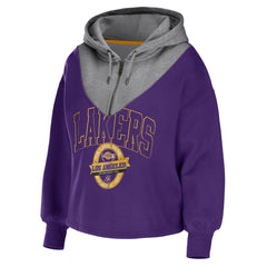 Los Angeles Lakers WEAR by Erin Andrews Women's Pieced Quarter-Zip Hoodie Jacket - Purple outlet
