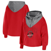 Toronto Raptors WEAR by Erin Andrews Women's Pieced Quarter-Zip Hoodie Jacket - Red for sale