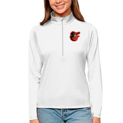 Baltimore Orioles Antigua Women's Tribute Quarter-Zip Pullover Top - White