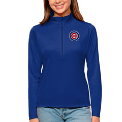Chicago Cubs Antigua Women's Tribute Quarter-Zip Pullover Top - Royal