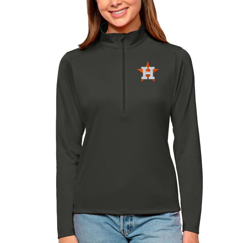 Houston Astros Antigua Women's Tribute Quarter-Zip Pullover Top - Charcoal