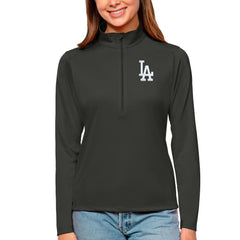 Los Angeles Dodgers Antigua Women's Tribute Quarter-Zip Pullover Top - Charcoal