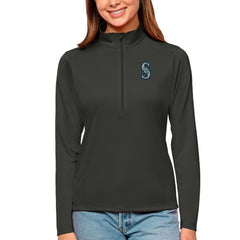 Seattle Mariners Antigua Women's Tribute Quarter-Zip Pullover Top - Charcoal