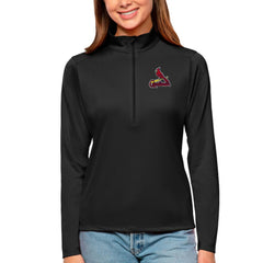 St. Louis Cardinals Antigua Women's Tribute Quarter-Zip Pullover Top - Black