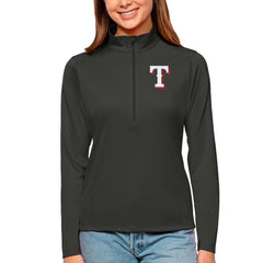 Texas Rangers Antigua Women's Tribute Quarter-Zip Pullover Top - Charcoal