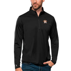 Houston Astros Antigua Tribute Quarter-Zip Pullover Top - Black