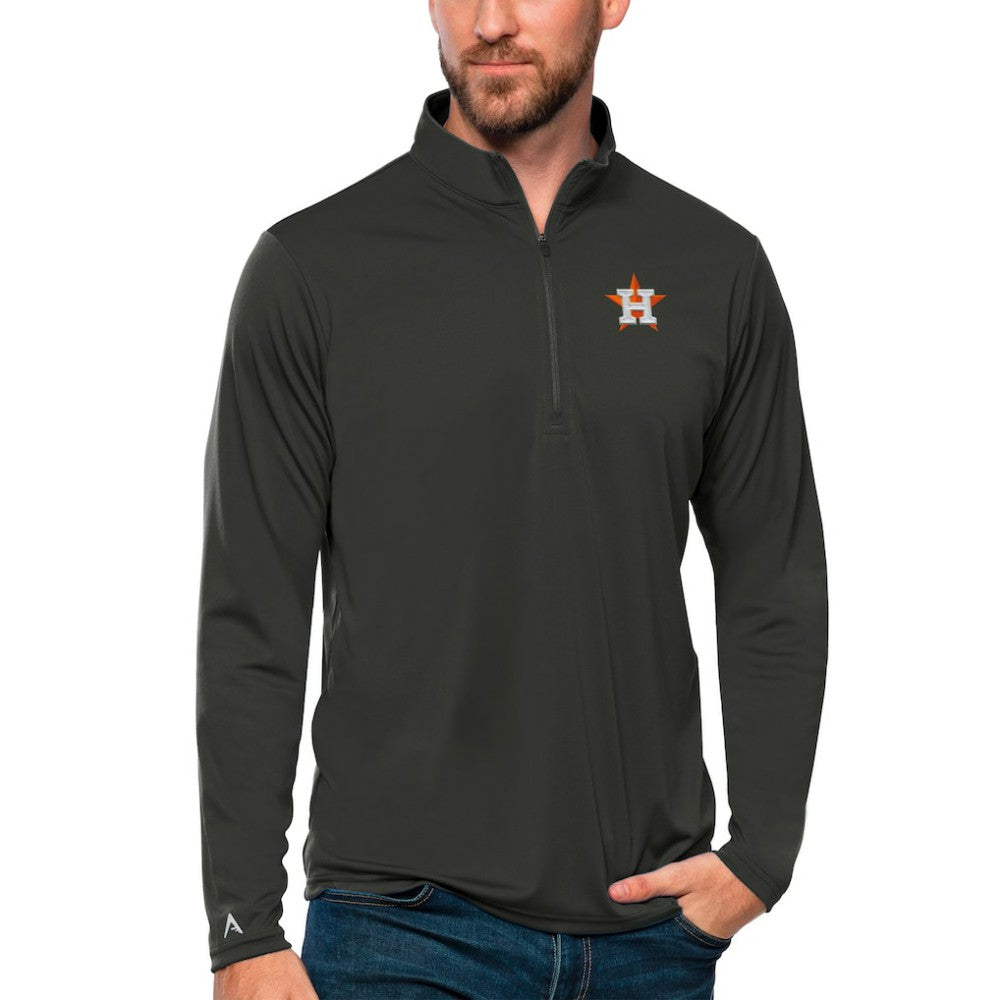 Houston Astros Antigua Tribute Quarter-Zip Pullover Top - Charcoal