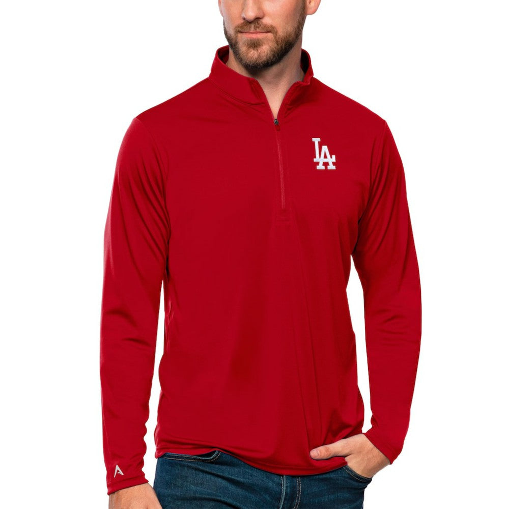 Los Angeles Dodgers Antigua Tribute Quarter-Zip Pullover Top - Red