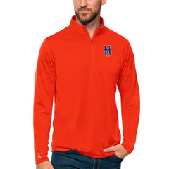 New York Mets Antigua Tribute Quarter-Zip Pullover Top - Orange
