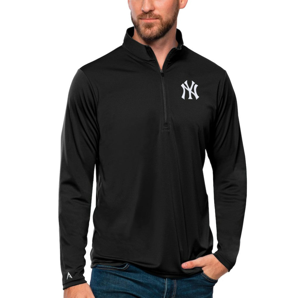 New York Yankees Antigua Tribute Quarter-Zip Pullover Top - Black