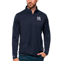 New York Yankees Antigua Tribute Quarter-Zip Pullover Top - Navy