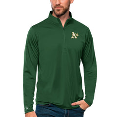 Athletics Antigua Tribute Quarter-Zip Pullover Top - Green