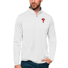 Philadelphia Phillies Antigua Tribute Quarter-Zip Pullover Top - White