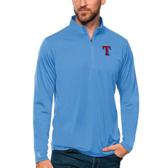 Texas Rangers Antigua Tribute Quarter-Zip Pullover Top - Powder Blue