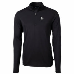 Los Angeles Dodgers Cutter & Buck Big & Tall Virtue Eco Pique Quarter-Zip Pullover Jacket - Black