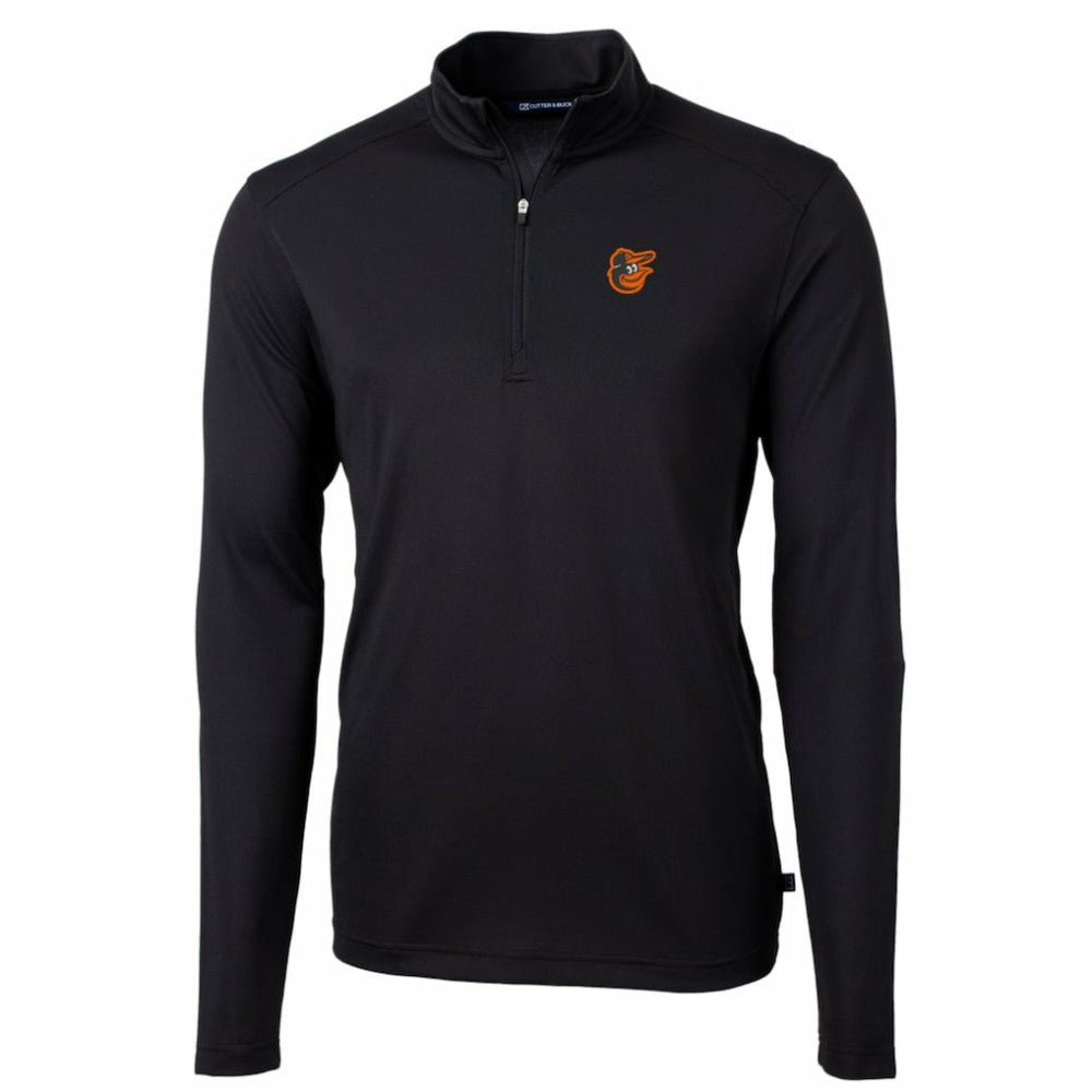 Baltimore Orioles Cutter & Buck Big & Tall Virtue Eco Pique Quarter-Zip Pullover Jacket - Black