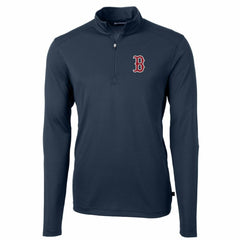 Boston Red Sox Cutter & Buck Big & Tall Virtue Eco Pique Quarter-Zip Pullover Jacket - Navy