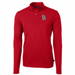 St. Louis Cardinals Cutter & Buck Big & Tall Virtue Eco Pique Quarter-Zip Pullover Jacket - Red