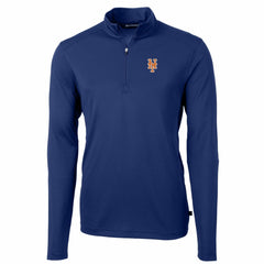 New York Mets Cutter & Buck Big & Tall Virtue Eco Pique Quarter-Zip Pullover Jacket - Royal