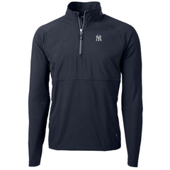 New York Yankees Cutter & Buck Adapt Eco Knit Hybrid Recycled Quarter-Zip Pullover Jacket - Navy