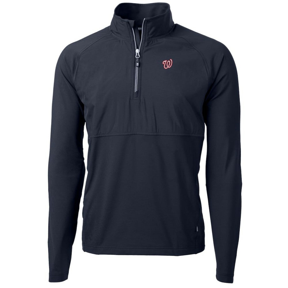 Washington Nationals Cutter & Buck Adapt Eco Knit Hybrid Recycled Quarter-Zip Pullover Jacket - Navy