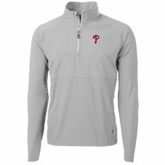 Philadelphia Phillies Cutter & Buck Adapt Eco Knit Hybrid Recycled Quarter-Zip Pullover Jacket - Gray