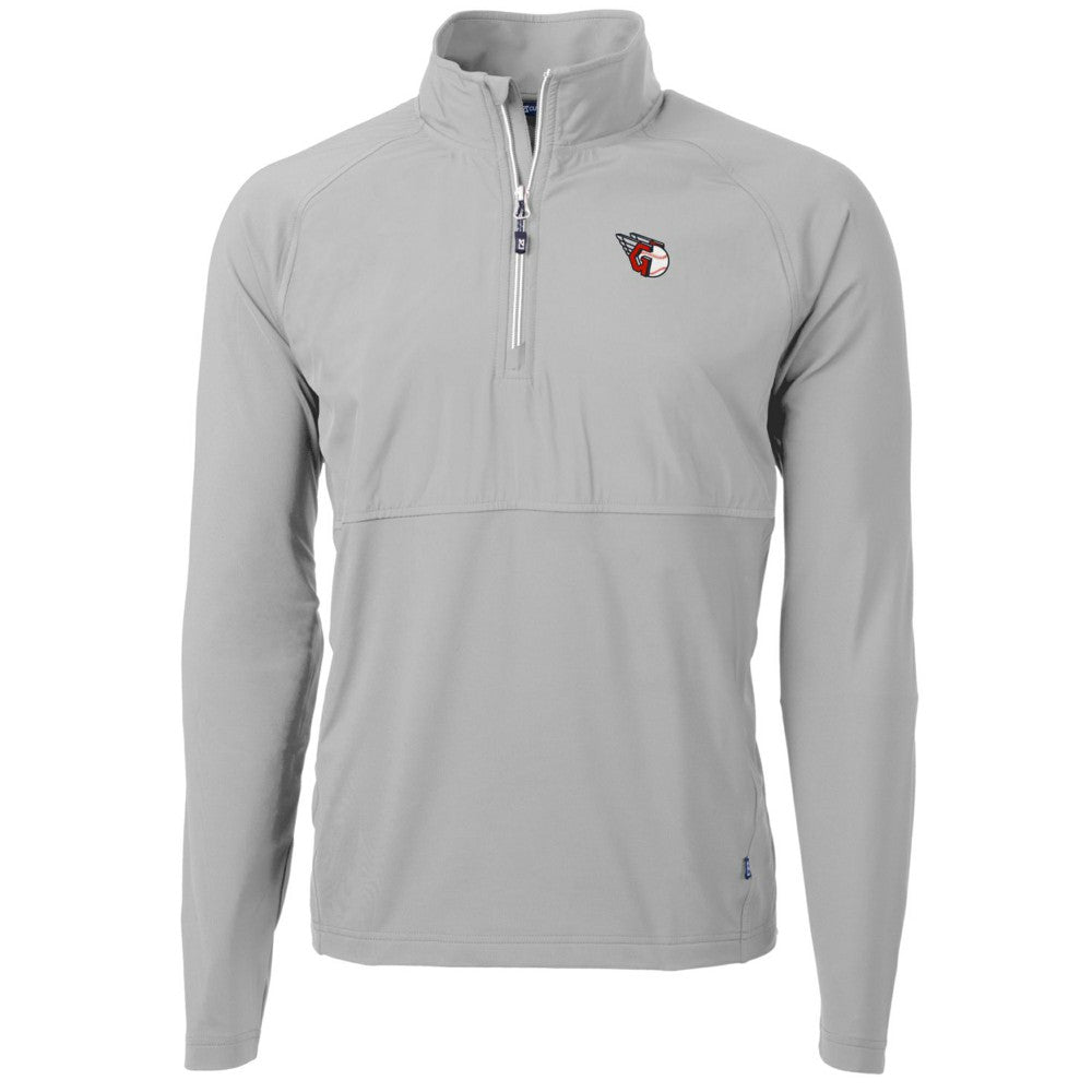 Cleveland Guardians Cutter & Buck Adapt Eco Knit Hybrid Recycled Quarter-Zip Pullover Jacket - Gray