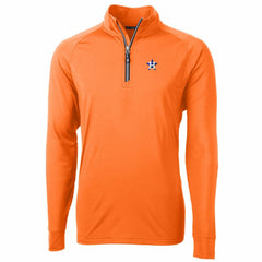Houston Astros Cutter & Buck Adapt Eco Knit Stretch Recycled Quarter-Zip Pullover Jacket - Orange
