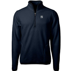 New York Yankees Cutter & Buck Cascade Eco Sherpa Fleece Quarter-Zip Pullover Jacket - Navy