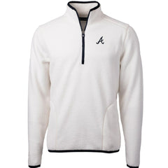 Atlanta Braves Cutter & Buck Cascade Eco Sherpa Fleece Quarter-Zip Pullover Jacket - White/Navy